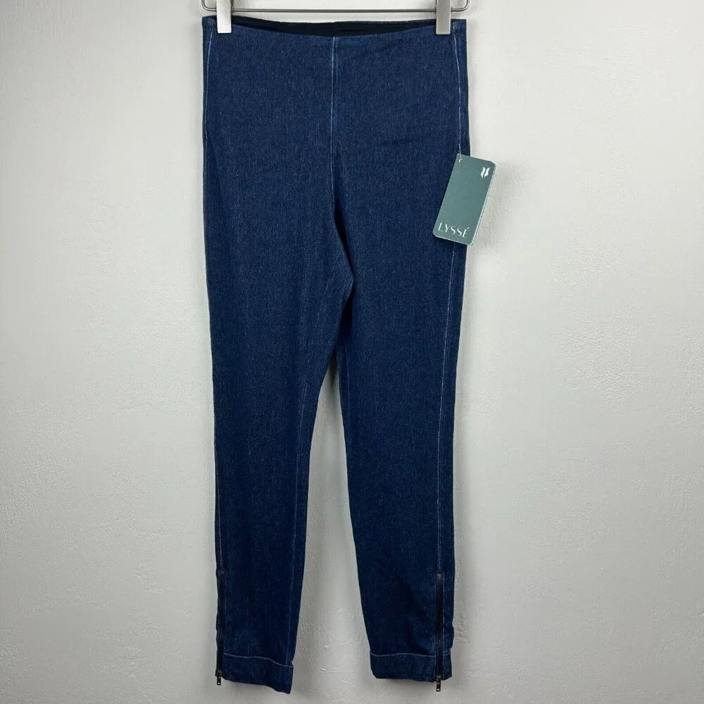 Lysse Jeggings Womens XS Blue Cropped Cuffed Ankle Zip New with Tags Ladies